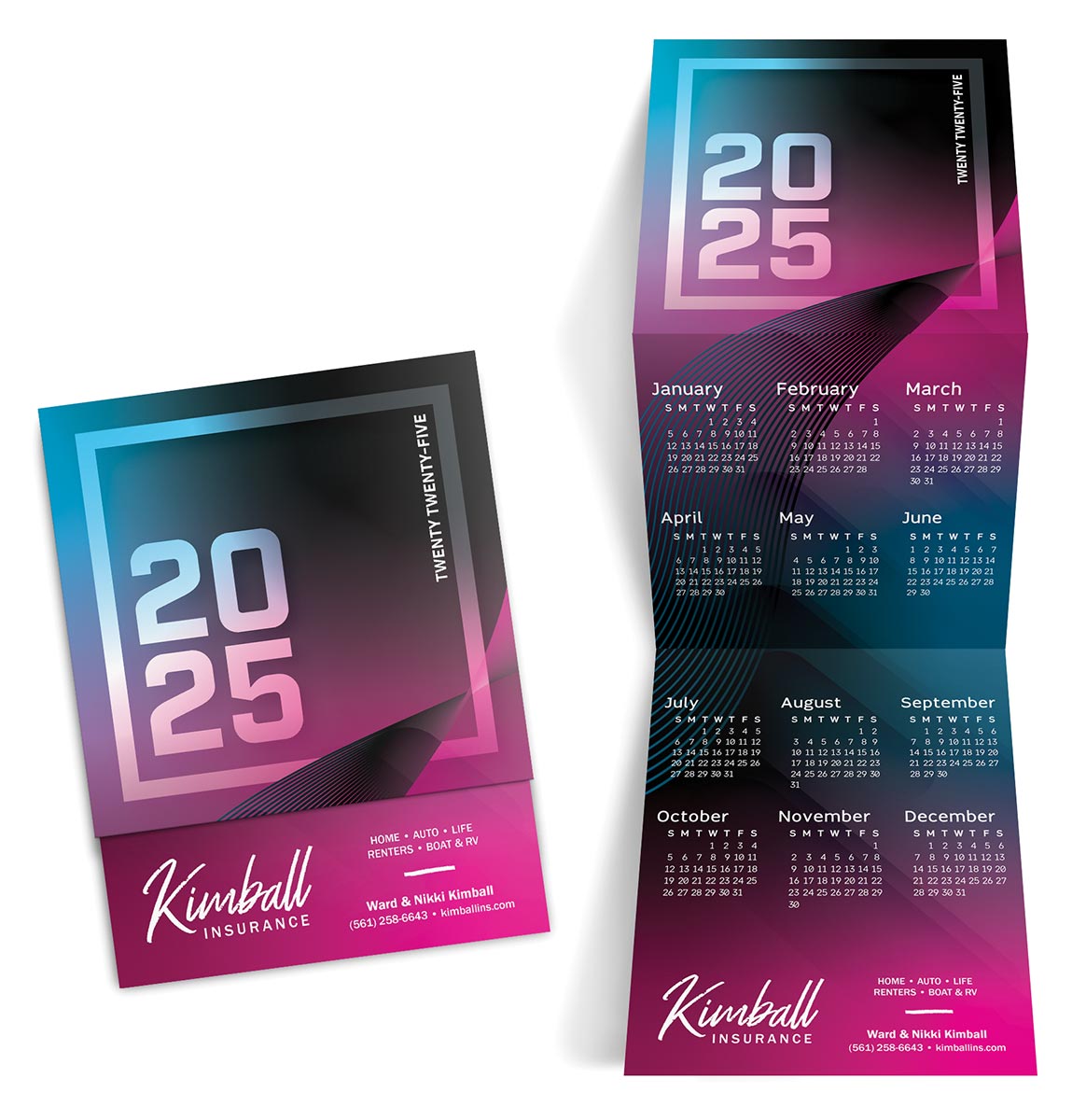 Color Block Tri Fold Calendar