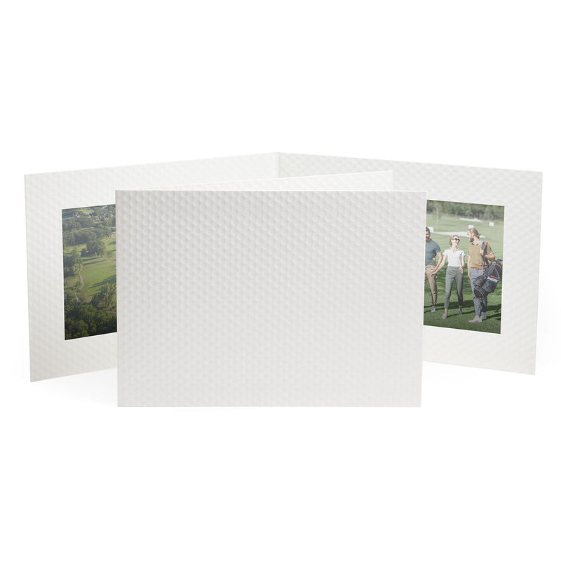 White horizontal photo folder that's dimpled like a golf ball.
