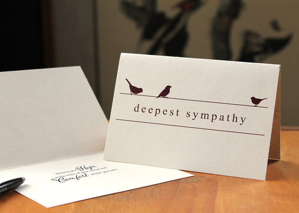 Eco-friendly recycled sympathy card with birds on it