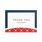Red, white, and blue thank you note card