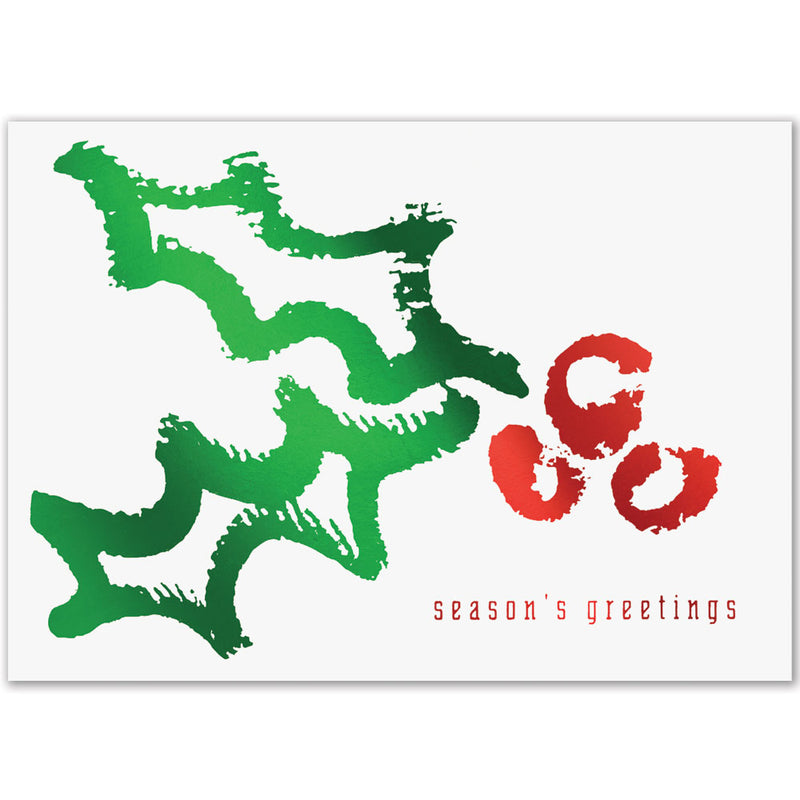 Contemporary Holly Holiday Card
