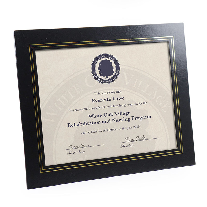 Personalized Deluxe Certificate Frame for 8.5x11 inserts (Blue or Black)