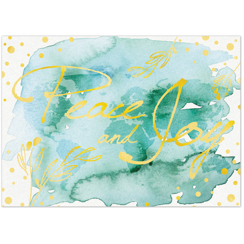Watercolor Peace and Joy Holiday Card