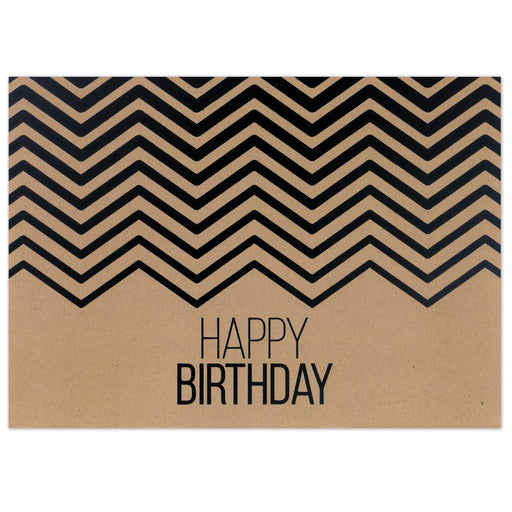 Recycled kraft birthday card with black foil chevron design