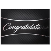 Black diamond congratulations card with silver foil design accent