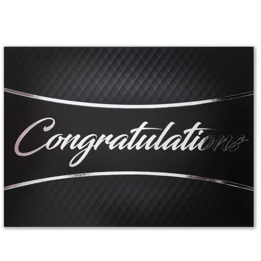 Black diamond congratulations card with silver foil design accent