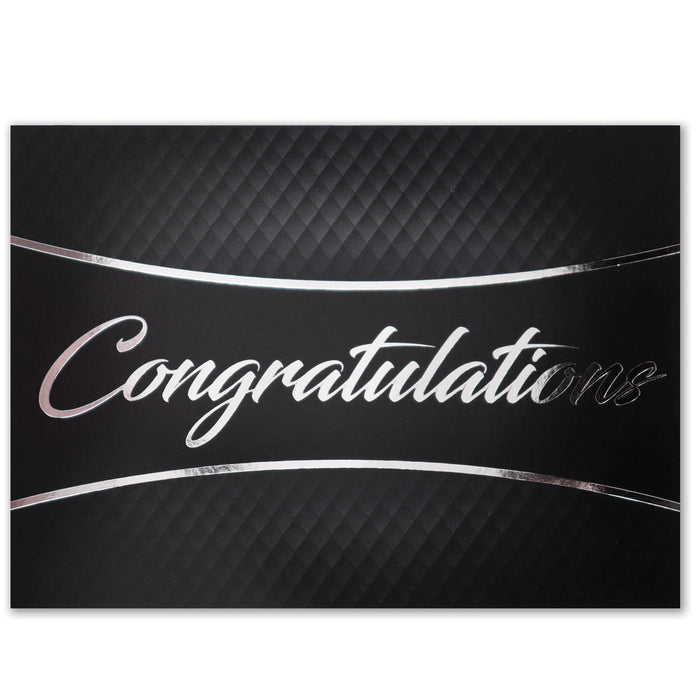 Black diamond congratulations card with silver foil design accent