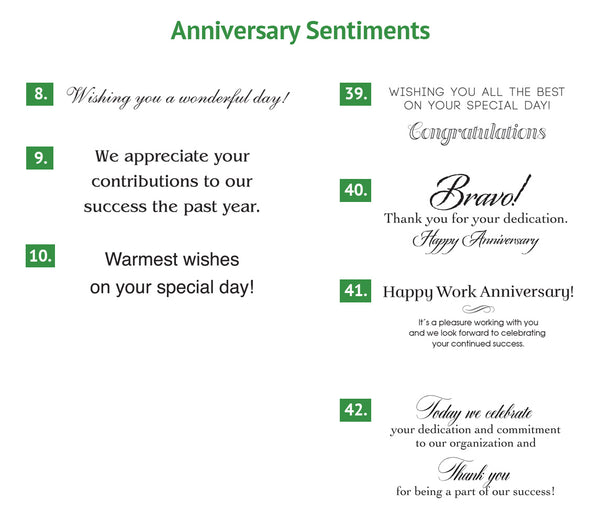 Business anniversary greeting card sentiments