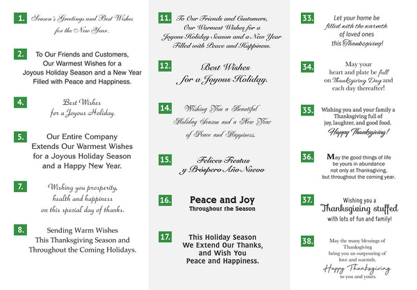 Holiday card sentiment options
