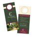 Front and back of a door hanger advertising services for a landscaping company