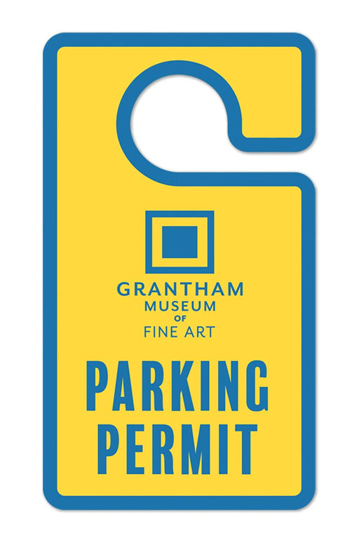 Small parking permit hang tag for a museum