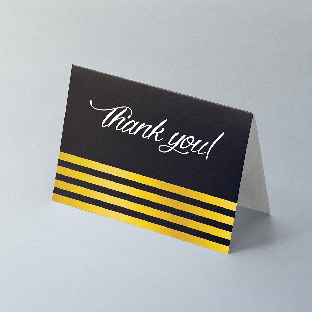 Gold Foil On Black Thank You A2 Card | On The Ball Promotions