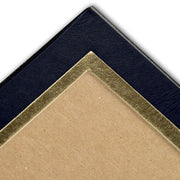 Frame details of leatherette black texture and gold foil window frame border.