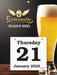 Daily calendar with brewery company branding and logo