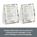 Custom table tent with English menu on one side, Spanish on the other.