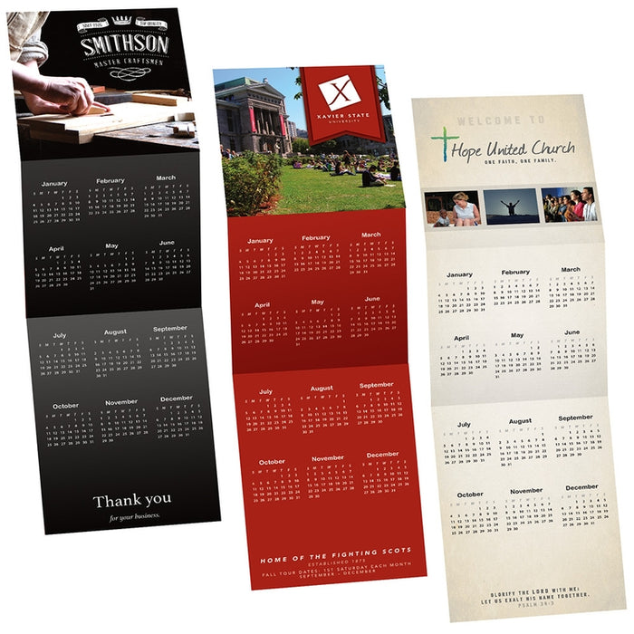 Custom Tri-Fold, Z-Fold Calendar with Company Logo & Branding — On The Ball Promotions custom-tri-fold-z-fold-calendar-with-company-logo-branding-on-the-ball-promotions