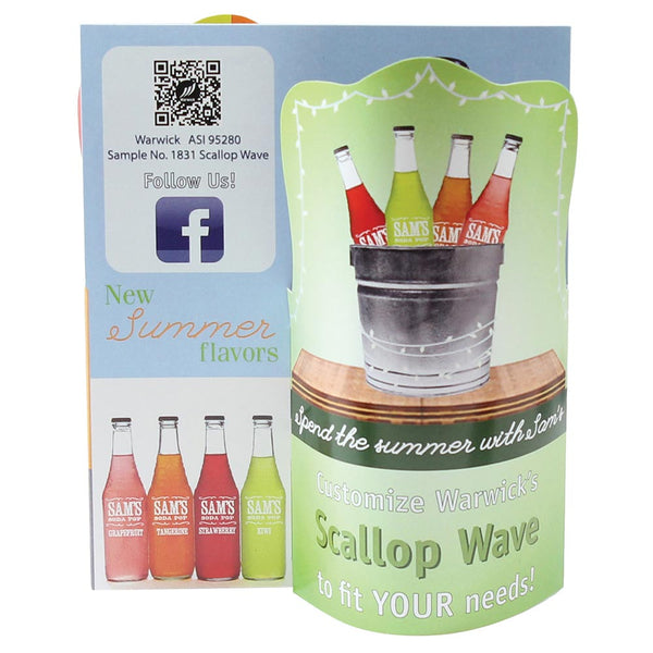 Pop-out table tent for a soda brand with scalloped edge top