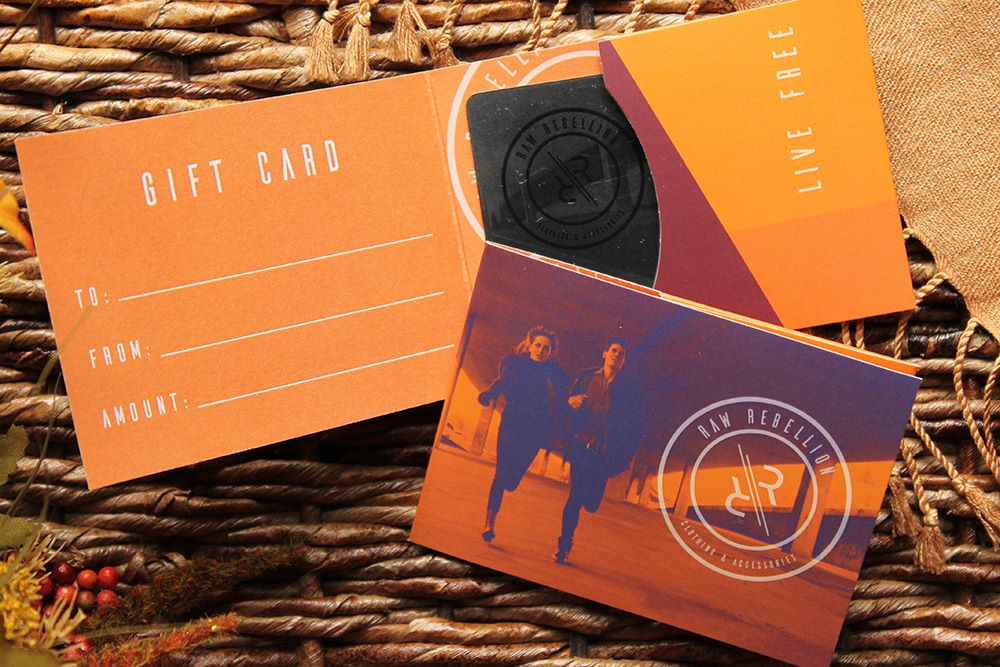 Clothing company gift card holder printed in full color