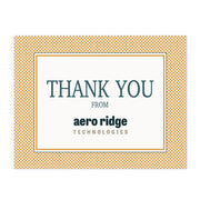 Business logo on a golden grid thank you card