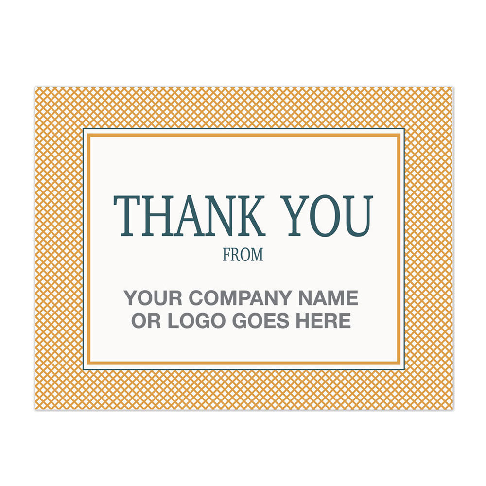 Gold grid thank you card for company logo
