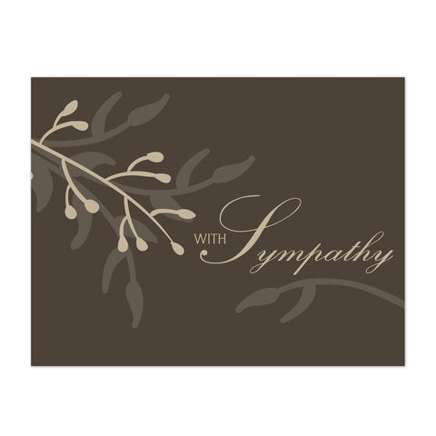 Subtle brown sympathy card with plant outlines