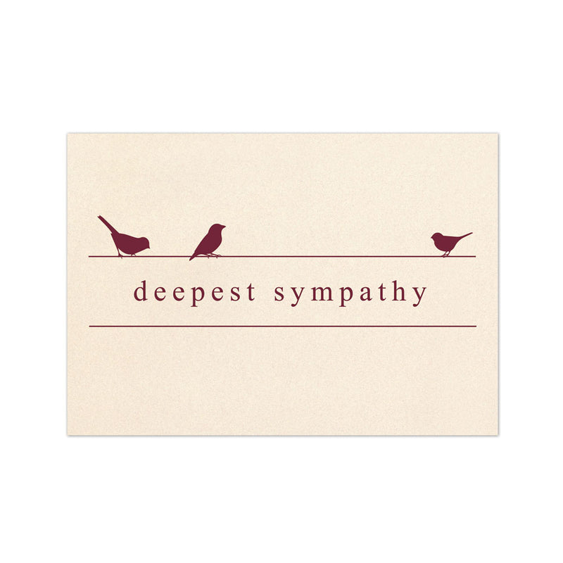 Ivory sympathy card with a trio of bird silhouettes in maroon
