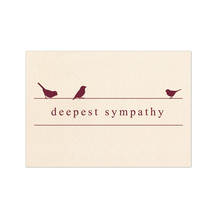 Ivory sympathy card with a trio of bird silhouettes in maroon