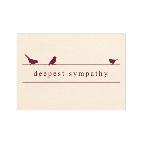 Ivory sympathy card with a trio of bird silhouettes in maroon