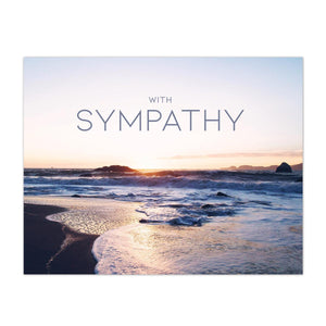 Sympathy card with ocean beach at sunset design