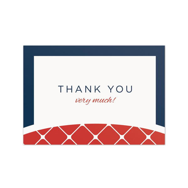 Red, white, and blue thank you note card