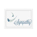 White sympathy card with floating feathers