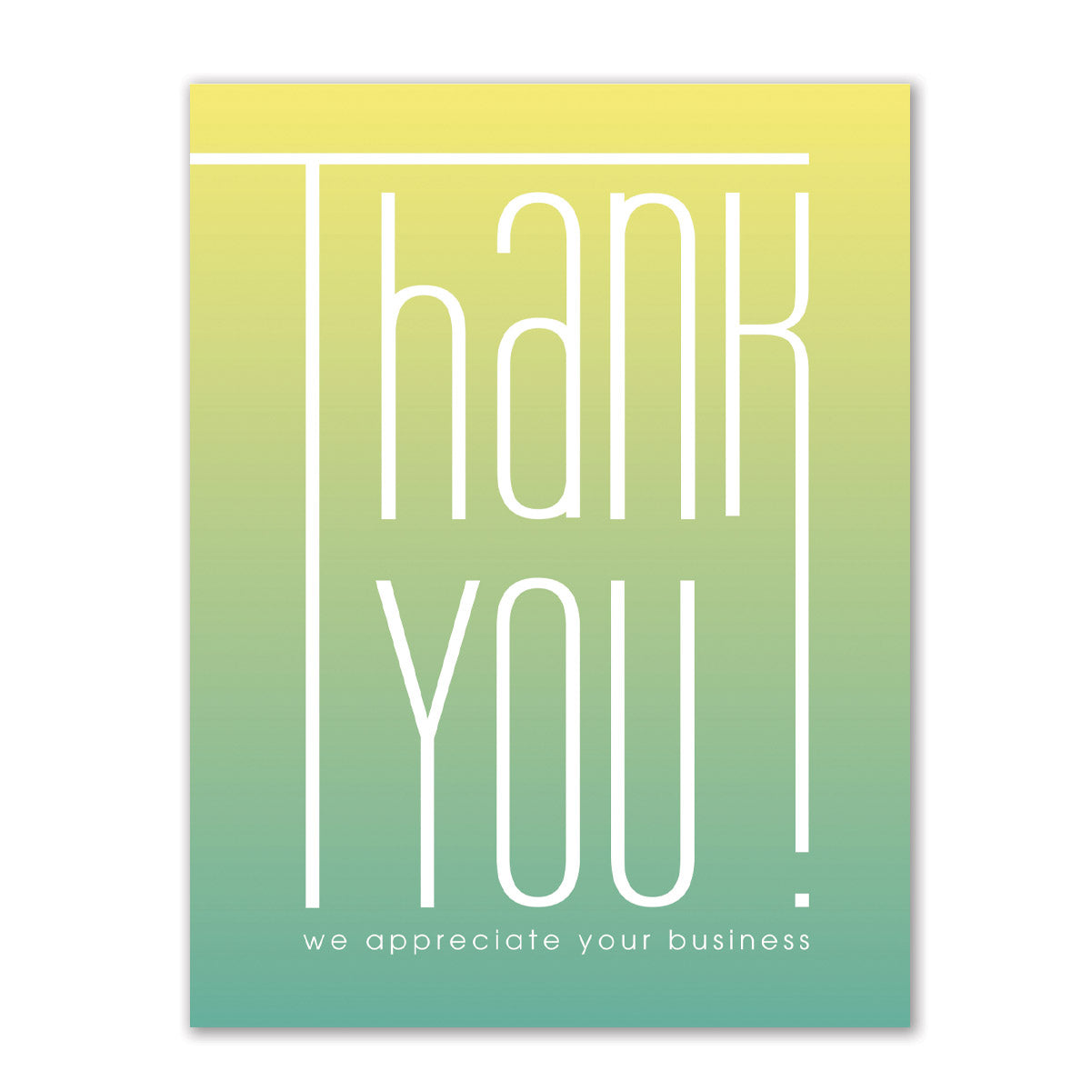 Yellow to teal gradient thank you card design
