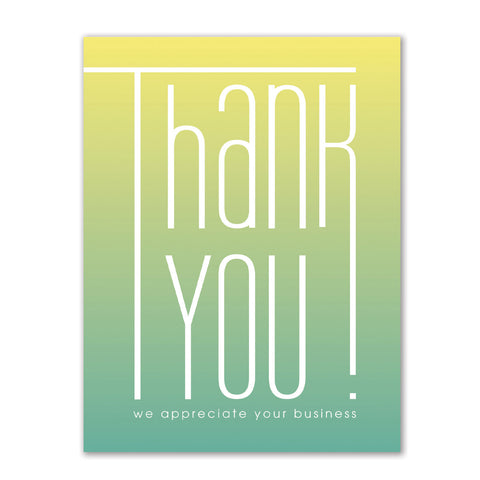Yellow to teal gradient thank you card design