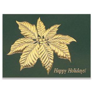 Gold Poinsettia Holiday Card