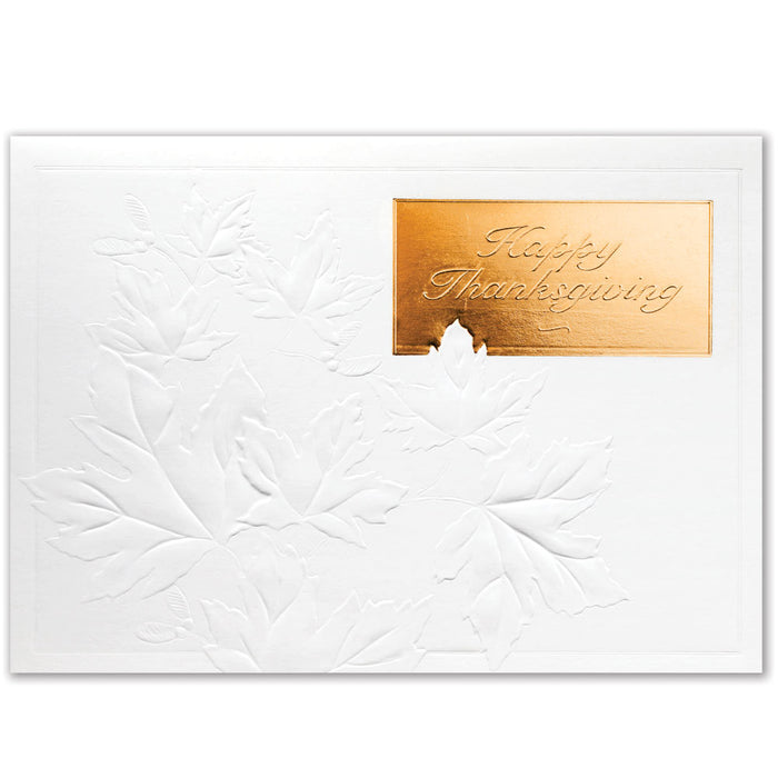 Embossed Leaves Thanksgiving Card