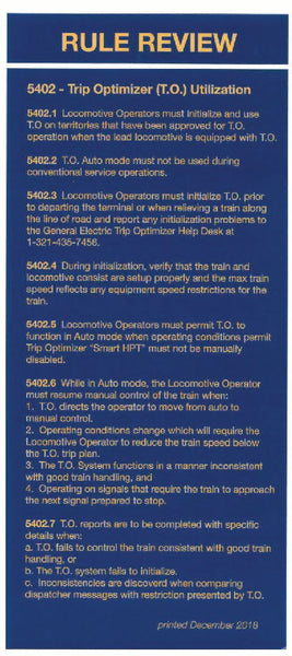 CSX Cab and Rules Cards