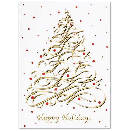 Modern Ribbon Tree Holiday Card