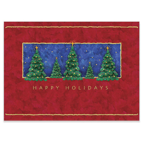 Starry Night Holiday Trees Holiday Card