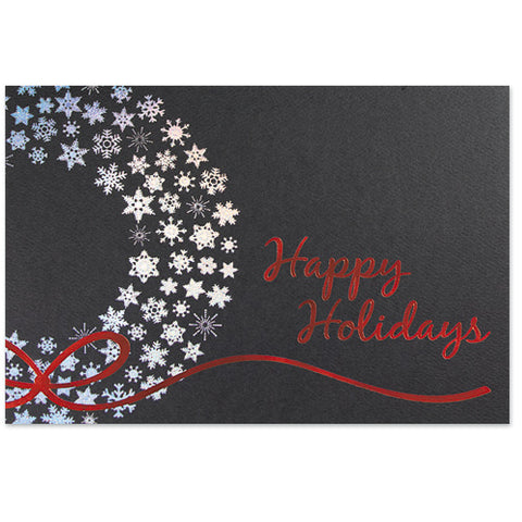 Silver Snowflakes Wreath Holiday Card