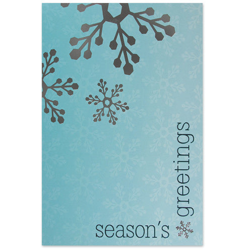 Silver Snowflakes on Blue Holiday Card