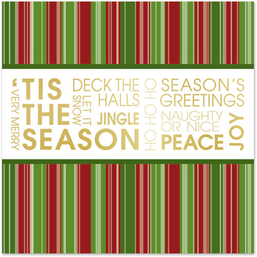 Red and Green Stripes Square Holiday Card