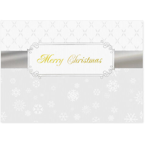 Silver Christmas Ribbon Holiday Card