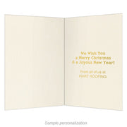 Holiday card sentiment and custom logo