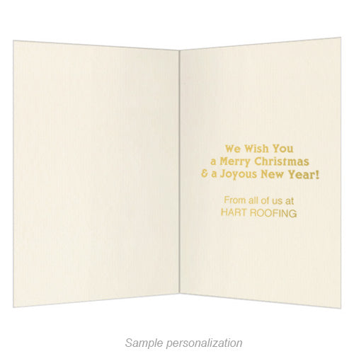 Holiday card sentiment and custom logo