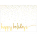 White holiday card with gold and silver foil confetti design.