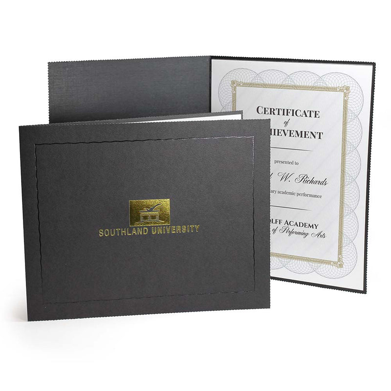 Personalized Deckle Edge Certificate Folder for 8.5x11