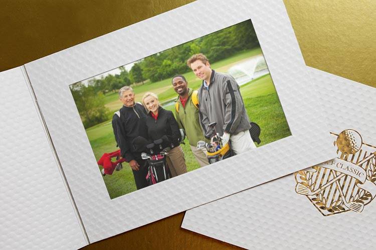 Personalized Golf Dimple Photo Folder for 4x6 Horizontal Picture