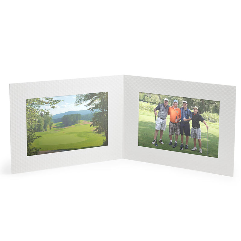 Personalized Double Windowed Golf Dimple Photo Folder for two Horizontal 4x6 Photos