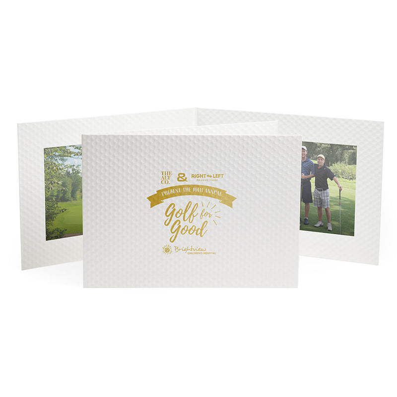 Personalized Double Windowed Golf Dimple Photo Folder for two Horizontal 4x6 Photos