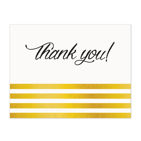 Business thank you note card with gold foil stripe design